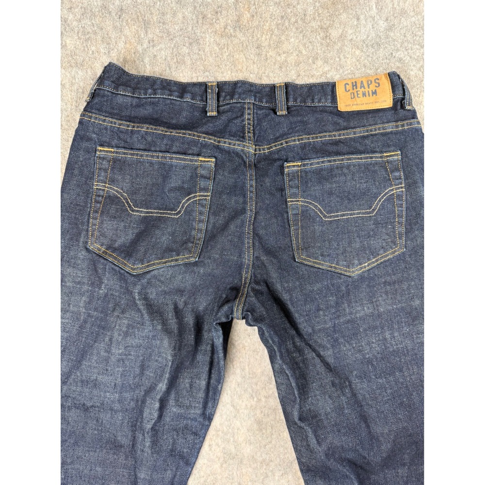 Chaps Denim Mens 36x32 Straight Fit Jeans Dark Wash 100% Cotton 1978 RN41381 - Picture 8 of 8